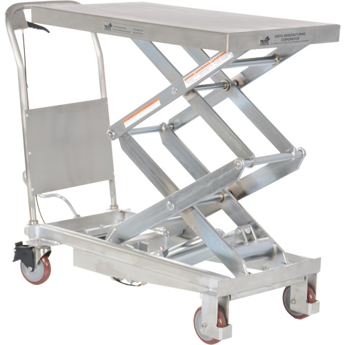 Manual Hydraulic Scissor Lift Table, 35-1/2" L x 20" W, Partial Stainless Steel, 800 lbs. Capacity Nassau Supply