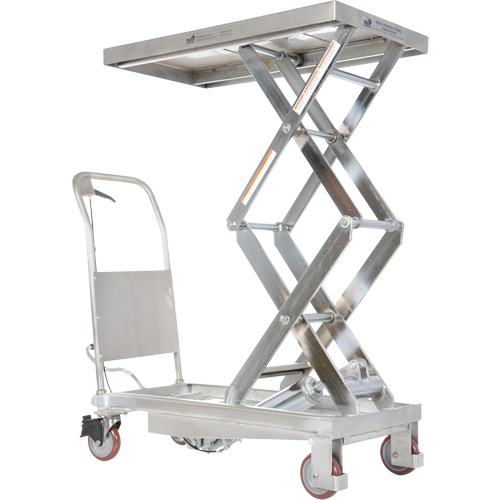 Manual Hydraulic Scissor Lift Table, 35-1/2" L x 20" W, Partial Stainless Steel, 800 lbs. Capacity Nassau Supply