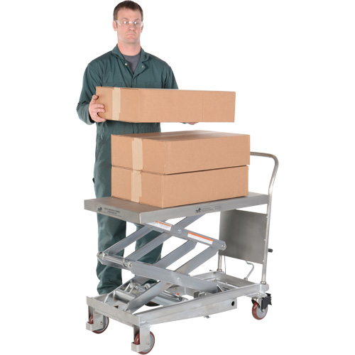 Manual Hydraulic Scissor Lift Table, 35-1/2" L x 20" W, Partial Stainless Steel, 800 lbs. Capacity Nassau Supply