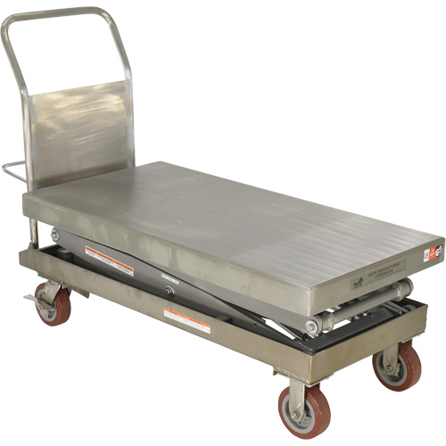 Manual Hydraulic Scissor Lift Table, 47-1/2" L x 24" W, Partial Stainless Steel, 1500 lbs. Capacity Nassau Supply