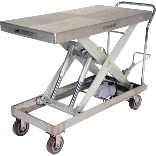 Manual Hydraulic Scissor Lift Table, 47" L x 24" W, Partial Stainless Steel, 2000 lbs. Capacity Nassau Supply