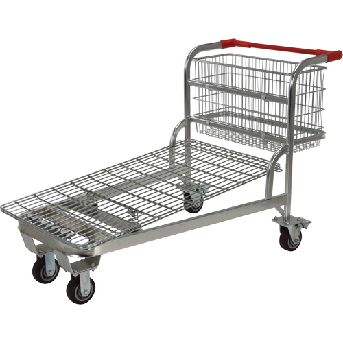 Chariot en treillis emboîtable, Acier, 28-3/4" x 37-1/16" x 59-5/8", Capacit&eacute; 275 lb Nassau Supply