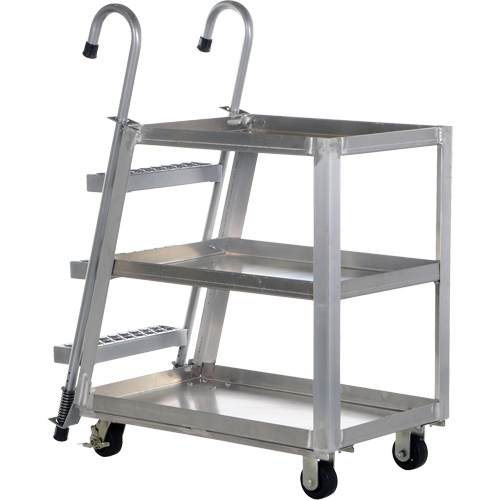 Chariot de pr&eacute;l&egrave;vement de stock, Aluminium, 21-7/8" la x 40" p, 3 tablettes, Capacit&eacute; 660 lb Nassau Supply