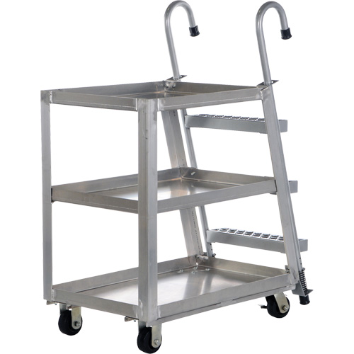 Chariot de pr&eacute;l&egrave;vement de stock, Aluminium, 21-7/8" la x 40" p, 3 tablettes, Capacit&eacute; 660 lb Nassau Supply