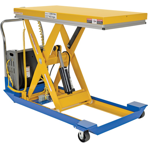 DC Powered & Manual Scissor Lift Table, Steel, 48" L x 24" W, 1000 lbs. Capacity Nassau Supply