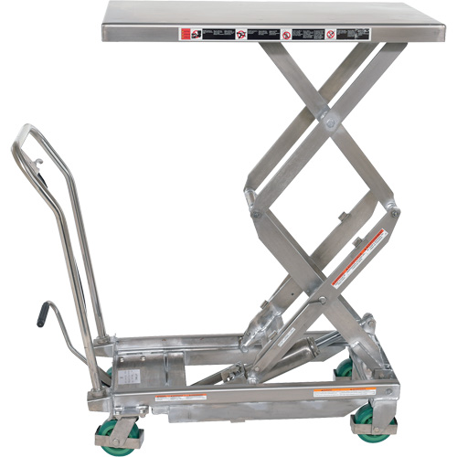 Manual Hydraulic Scissor Lift Table, 36-1/4" L x 19-3/8" W, Stainless Steel, 600 lbs. Capacity Nassau Supply