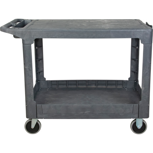 Flat-Shelf Utility Service Cart, 2 Tiers, 25-1/4" x 32-1/4" x 44", 550 lbs. Capacity Nassau Supply