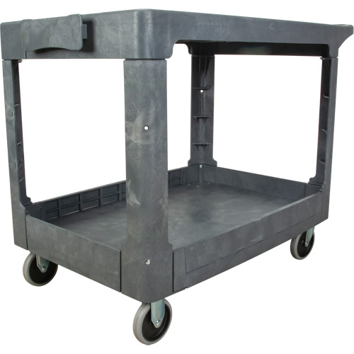 Flat-Shelf Utility Service Cart, 2 Tiers, 25-1/4" x 32-1/4" x 44", 550 lbs. Capacity Nassau Supply
