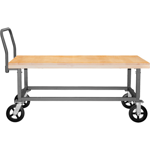 Adjustable Wood Deck Platform Truck, 48" L x 24" W, 1800 lbs. Capacity, Mold-on Rubber Casters Nassau Supply