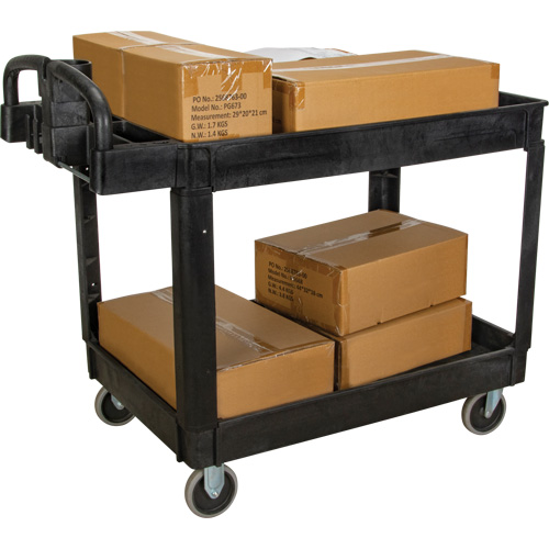 Utility Cart, 2 Tiers, 25-5/8" x 33-1/2" x 43-3/4", 550 lbs. Capacity Nassau Supply