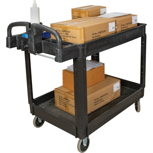 Utility Cart, 2 Tiers, 25-5/8" x 33-1/2" x 43-3/4", 550 lbs. Capacity Nassau Supply