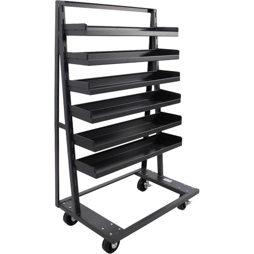 Single-Sided Heavy Duty A-Frame Cart with 6 Lipped Trays, 38" x 25" x 63", 2500 lbs. Capacity Nassau Supply