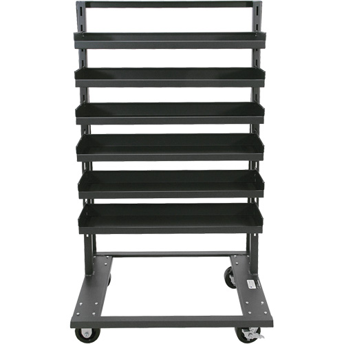 Single-Sided Heavy Duty A-Frame Cart with 6 Lipped Trays, 38" x 25" x 63", 2500 lbs. Capacity Nassau Supply