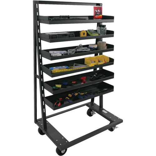 Single-Sided Heavy Duty A-Frame Cart with 6 Lipped Trays, 38" x 25" x 63", 2500 lbs. Capacity Nassau Supply