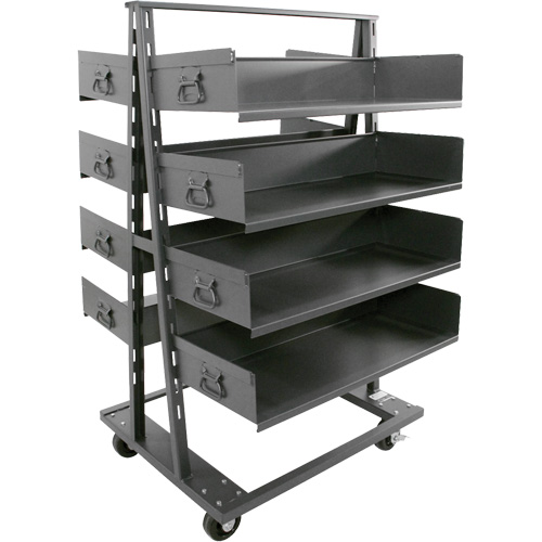 Double-Sided Heavy Duty A-Frame Cart with 8 Large Trays, 38" x 30" x 63", 2500 lbs. Capacity Nassau Supply