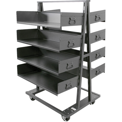 Double-Sided Heavy Duty A-Frame Cart with 8 Large Trays, 38" x 30" x 63", 2500 lbs. Capacity Nassau Supply