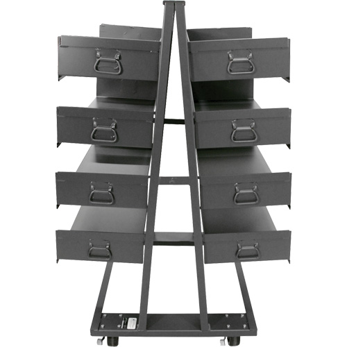 Double-Sided Heavy Duty A-Frame Cart with 8 Large Trays, 38" x 30" x 63", 2500 lbs. Capacity Nassau Supply