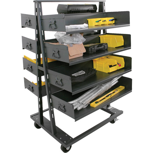 Double-Sided Heavy Duty A-Frame Cart with 8 Large Trays, 38" x 30" x 63", 2500 lbs. Capacity Nassau Supply