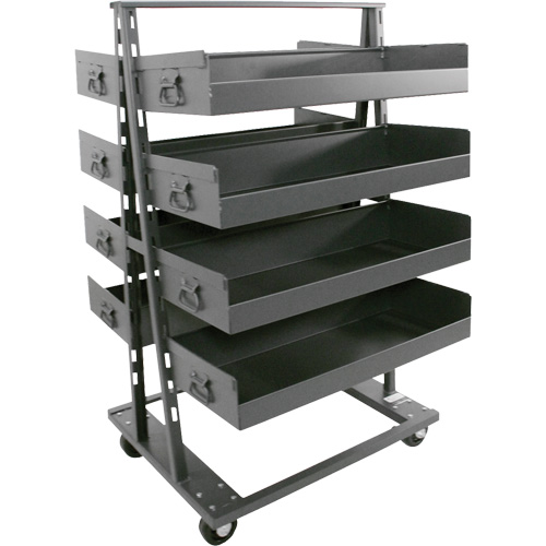 Double-Sided Heavy Duty A-Frame Cart with 8 Large Lipped Trays, 38" x 30" x 63", 2500 lbs. Capacity Nassau Supply