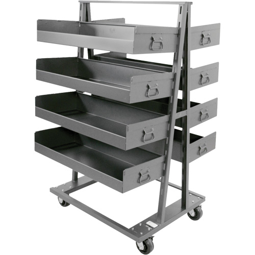Double-Sided Heavy Duty A-Frame Cart with 8 Large Lipped Trays, 38" x 30" x 63", 2500 lbs. Capacity Nassau Supply