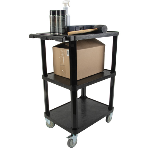 Utility Cart with Flat Shelf, 3 Tiers, 18-1/8" x 37-3/8" x 27-3/4", 330 lbs. Capacity Nassau Supply