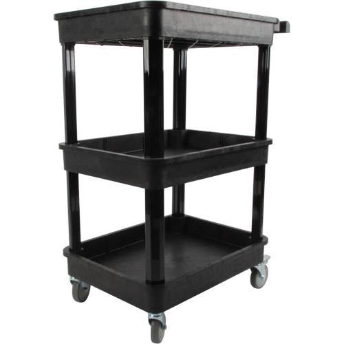 Utility Cart with Deep Lip Shelf, 3 Tiers, 19" x 39-1/2" x 28-1/4", 330 lbs. Capacity Nassau Supply