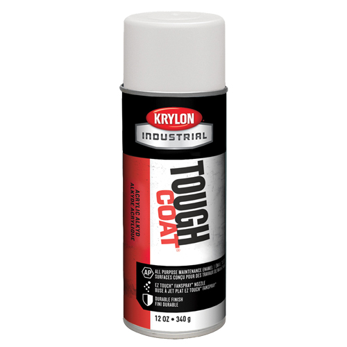Tough Coat&reg; Acrylic Alkyd Enamel, Flat White, Very Flat, 12 oz., Aerosol Can Nassau Supply