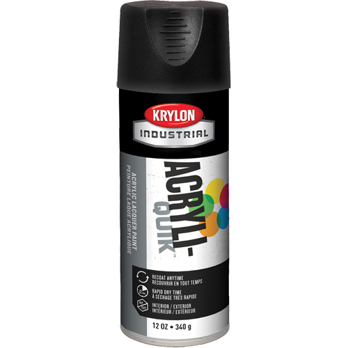 Industrial Acryli-Quik Lacquer, Black, Ultra-Flat, 12 oz., Aerosol Can Nassau Supply