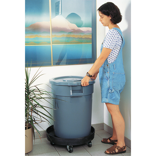 Waste Container Dolly, Polyethylene, Black Nassau Supply