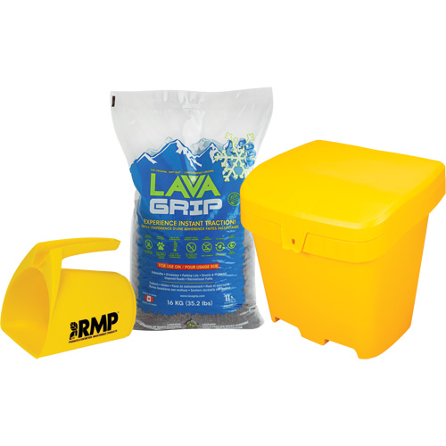 LavaGrip Traction-Aid Kit with 77 Bags, Container Size 35.3 lbs. (16 kg), Bag Nassau Supply