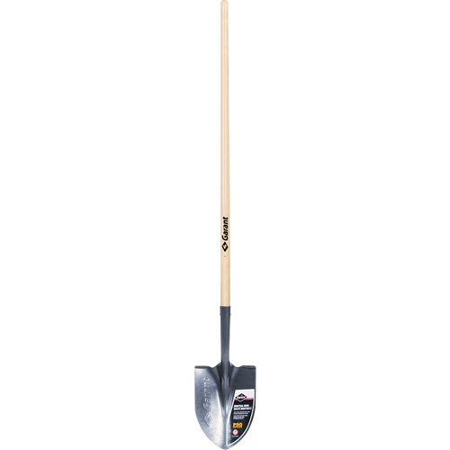 Pro Round Point Shovel, Tempered Steel Blade, Wood, Straight Handle Nassau Supply