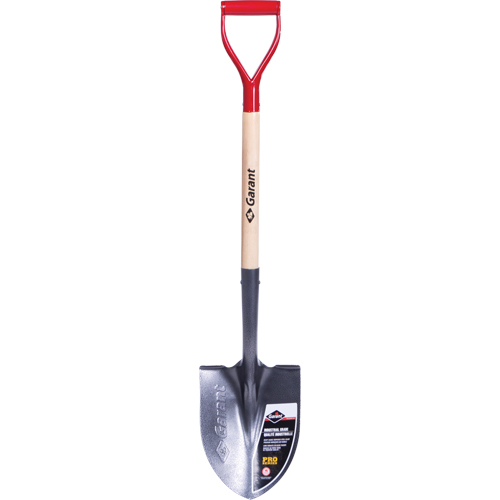Pro Round Point Shovel, Tempered Steel Blade, Wood, D-Grip Handle Nassau Supply