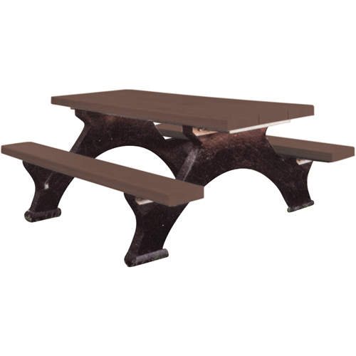 Tables de pique-nique en plastique recycl&eacute;, 6' lo x 62-1/4" la, Brun Nassau Supply