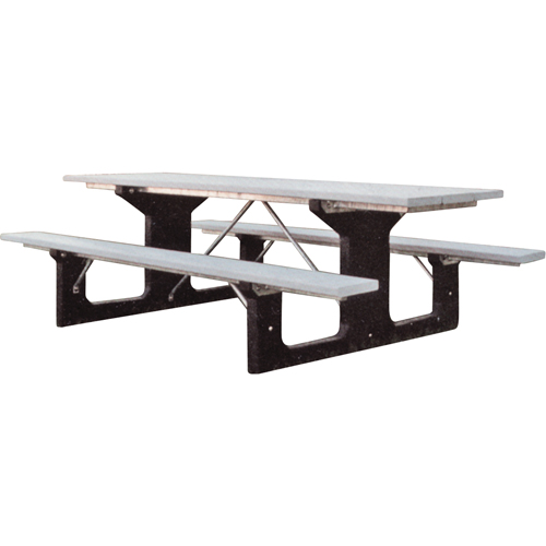 Recycled Plastic Picnic Tables, 6' L x 61-1/2" W, Grey Nassau Supply