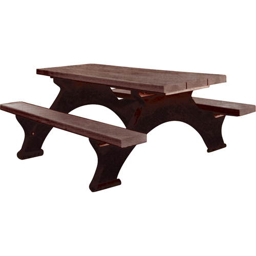 Tables de pique-nique en plastique recycl&eacute;, 8' lo x 61-1/2" la, Brun Nassau Supply