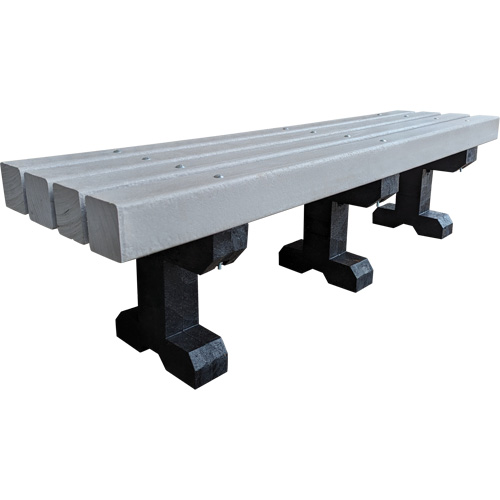 Park Bench, Recycled Plastic, 72" L x 17" W x 17" H, Grey Nassau Supply