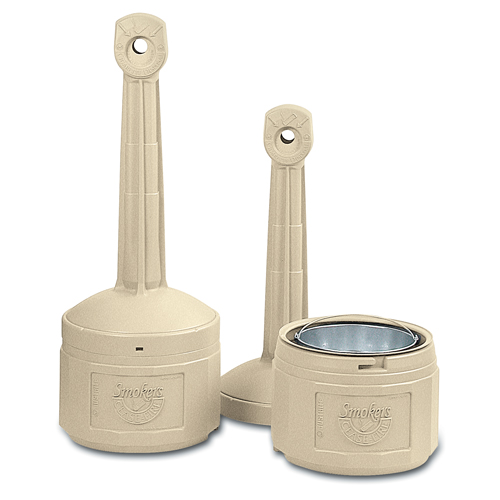 Smokers Cease-Fire&reg; Cigarette Butt Receptacle, Free-Standing, Plastic, 4 US gal. Capacity, 38-1/2" Height Nassau Supply