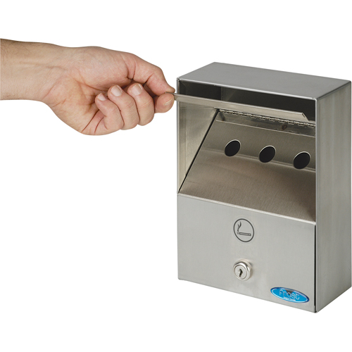 Smoking Receptacles, Wall-Mount, Stainless Steel, 1 Litres Capacity, 9" Height Nassau Supply