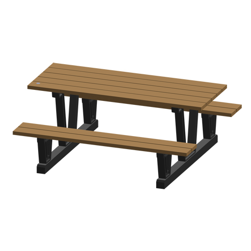 Recycled Plastic Outdoor Picnic Tables, 72" L x 60-5/16" W, Redwood Nassau Supply