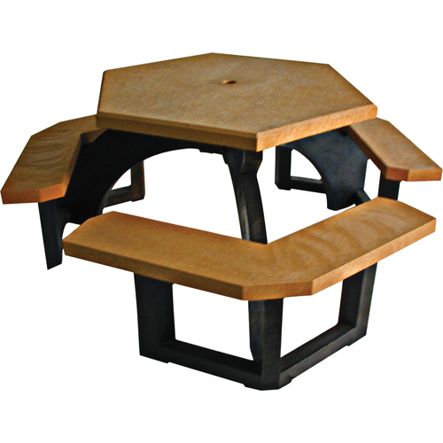 Tables de pique-nique hexagonales en plastique recycl&eacute;, 78" lo x 78" la, C&egrave;dre Nassau Supply