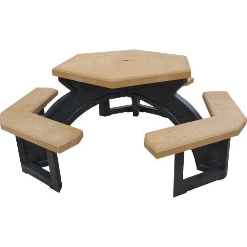 Tables de pique-nique hexagonales en plastique recycl&eacute;, 78" lo x 78" la, C&egrave;dre Nassau Supply