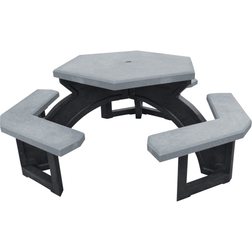 Recycled Plastic Hexagon Picnic Tables, 78" L x 78" W, Grey Nassau Supply
