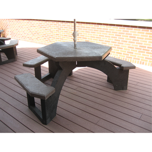 Tables de pique-nique hexagonales en plastique recycl&eacute;, 78" lo x 78" la, Brun Nassau Supply