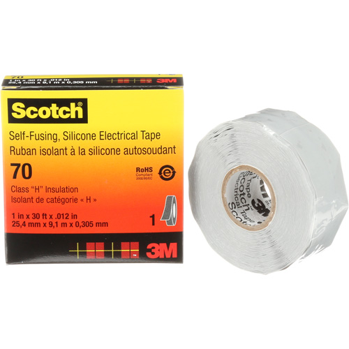 Scotch&reg; Self-Fusing Silicone Rubber Electrical Tape, 25.4 mm (1") x 9 m (30'), Grey, 12 mils Nassau Supply