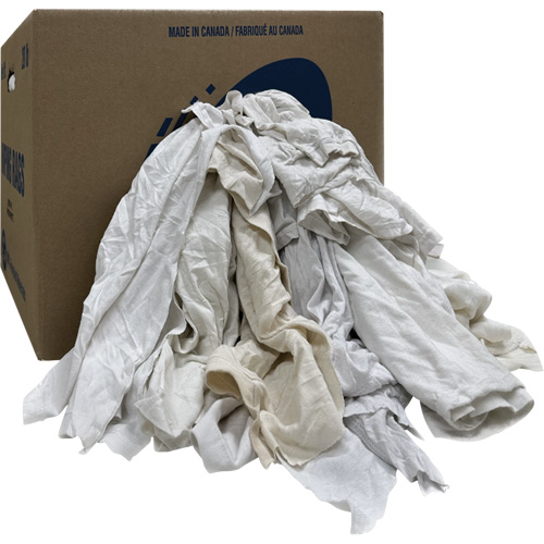 Boîte de chiffons d'essuyage, Ganzie, Blanc, 20 lb Nassau Supply