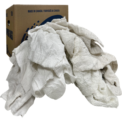 Wiper Rags Box, Terrycloth, White, 10 lbs. Nassau Supply