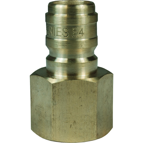 DQC E-Series Straight Through Interchange Plug, Brass, 3/4", Female NPTF, 1700 PSI Nassau Supply