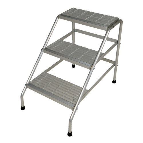 Escabeau en aluminium, 3 marches, 34-9/16" x 22-13/16" x Hauteur 30" Nassau Supply