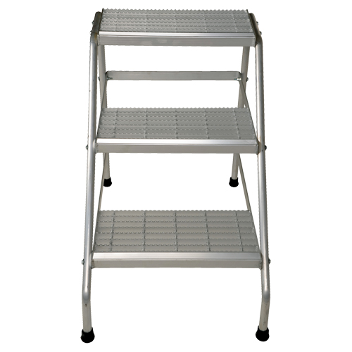 Escabeau en aluminium, 3 marches, 34-9/16" x 22-13/16" x Hauteur 30" Nassau Supply