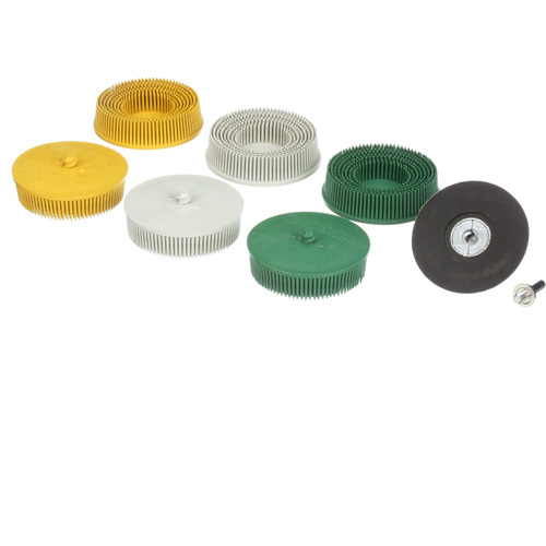 Roloc Bristle Disc Kit, Aluminum Oxide, Several Grit, 3" Dia. Nassau Supply